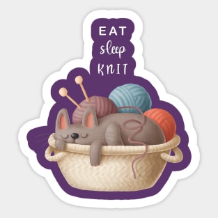 Eat Sleep Knit - Knitting With Cats Sticker